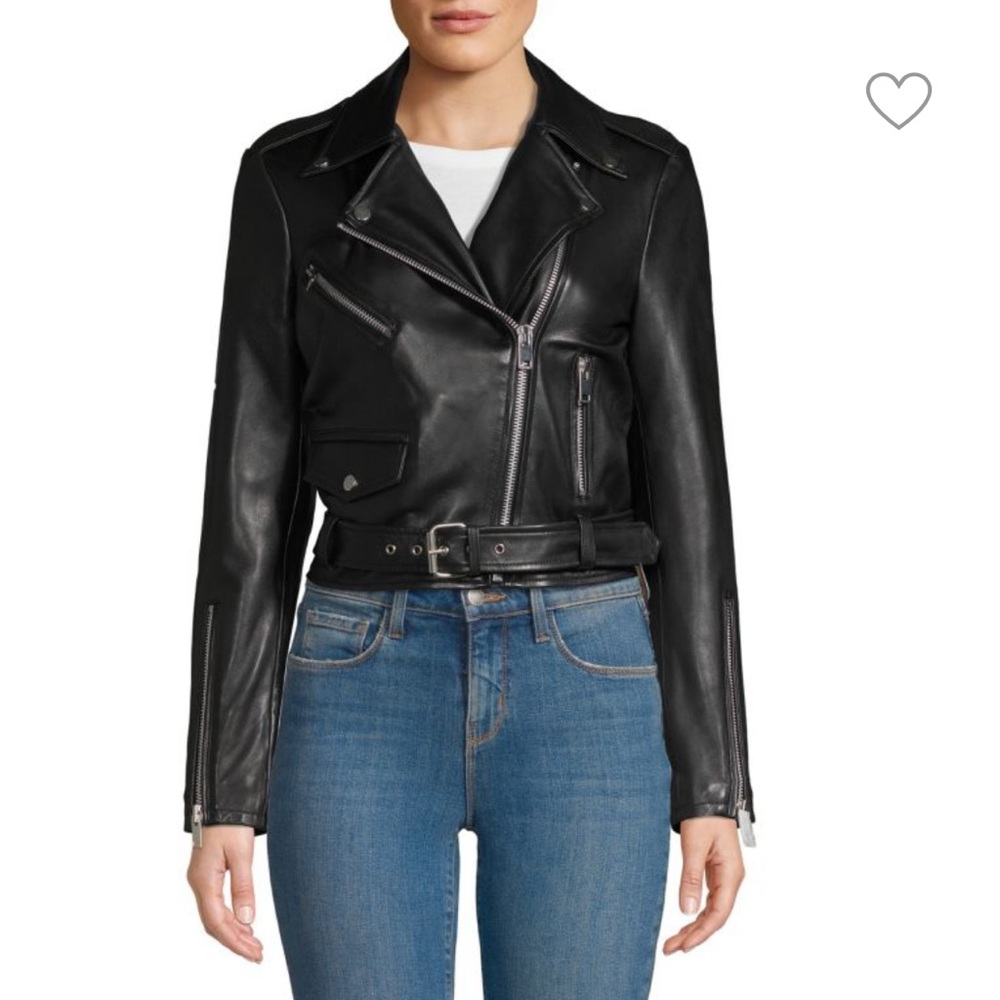 Walter baker Ellette Leather moto Jacket - black, S
